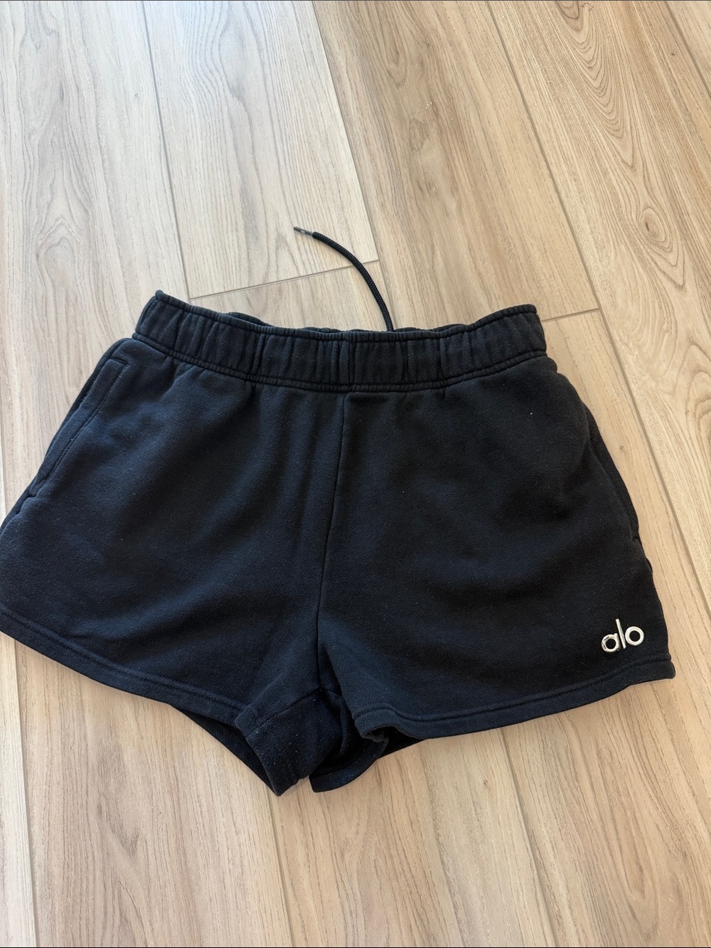 ALO Yoga Black Fleece Drawstring Shorts